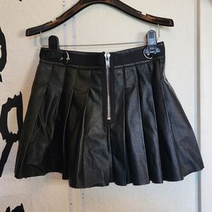 Short leather skirt